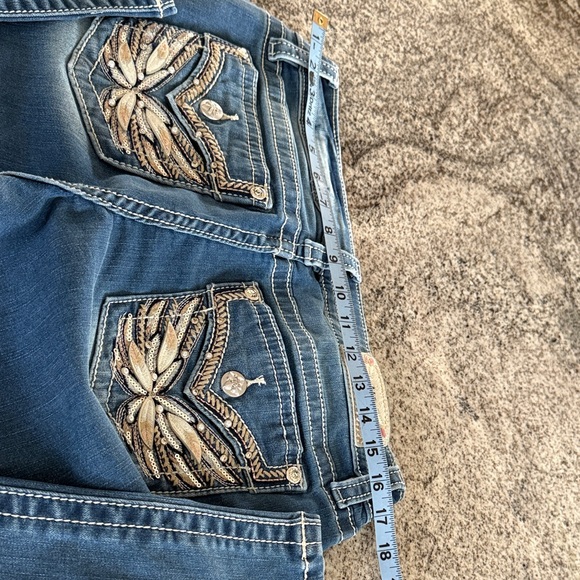 Miss Me Solara Slim Wide Jeans with Embroidered Sequins Pockets Sz 29 x 34 - Picture 7 of 12